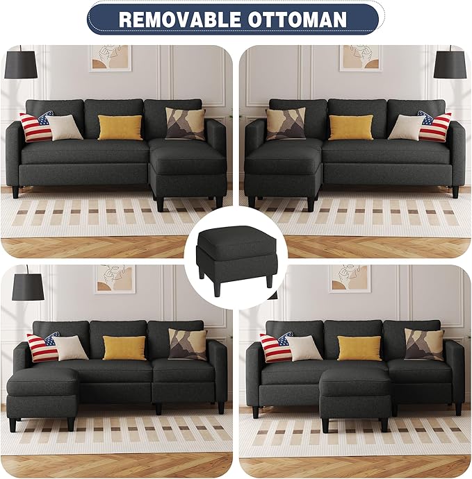 Small Sectional Sofa Couch, 3 Seat L Shaped Couches - Image 5