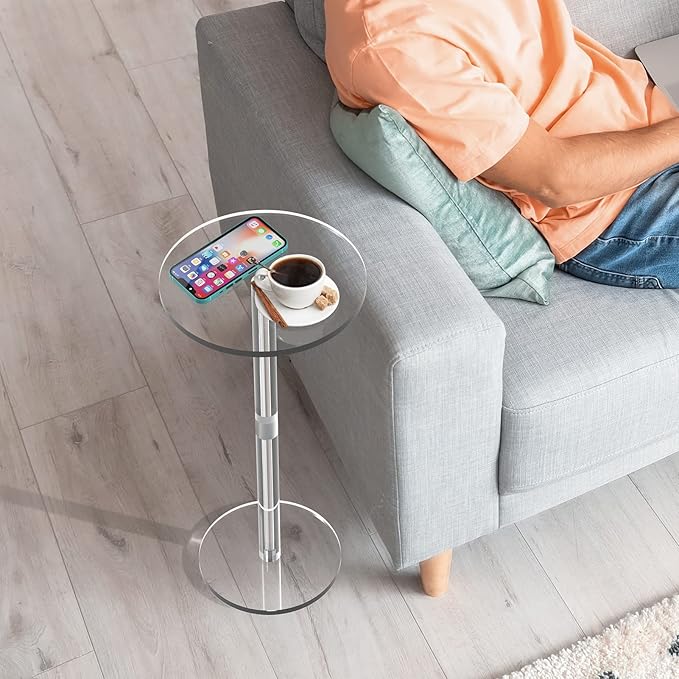 Acrylic End Table, 9.8" Round Modern Drink Table - Image 5