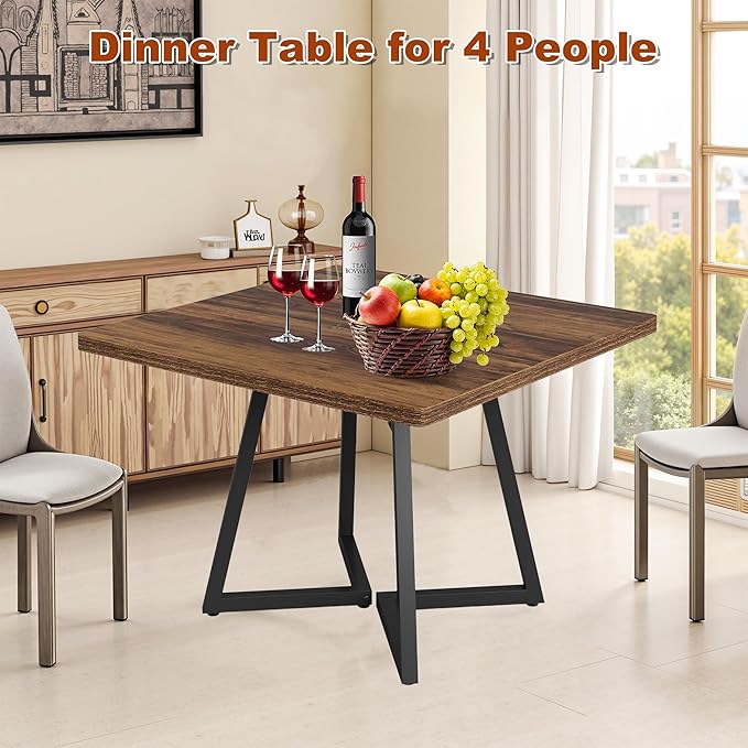 Square Dining Table for 4, 31.5-Inch Farmhouse Dinner Table Wooden Kitchen - Image 7