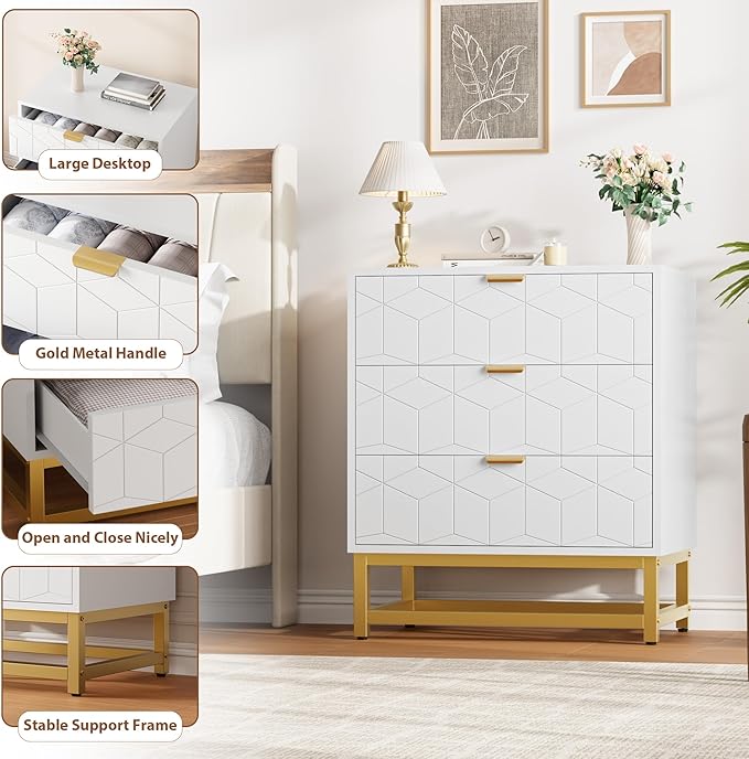 GAOMON 3 Drawer Dresser, Wood Chest Drawers - Image 6