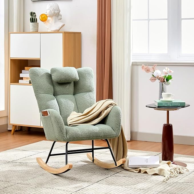Nursery Rocking Chair, 300Lb Glider Chair by SLEKVERSA