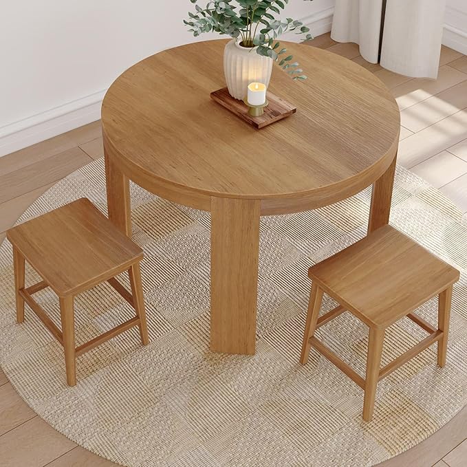 Plank+Beam Smythe Dining Stool, Sturdy Wood Modern Kitchen Stool, Saddle Seat - Image 8