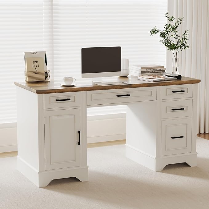 Executive Office Desk, Farmhouse 58" Office Desk by Hipicute