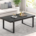 FOLUBAN Black Coffee Table, Modern Industrial Wood and Metal Center Table by FOLUBAN