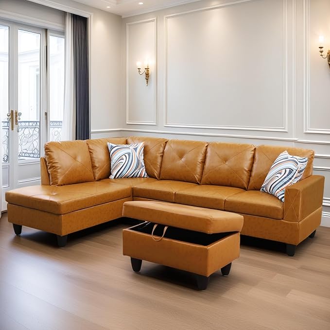 Leather Sectional Couch, Modern L Shaped Couches - Image 3