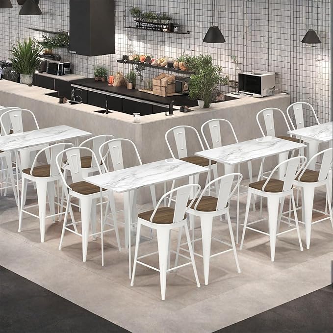 26” Swivel Bar Stools Set of 4, Counter Height Bar Stools Wooden Seat, Metal - Image 9