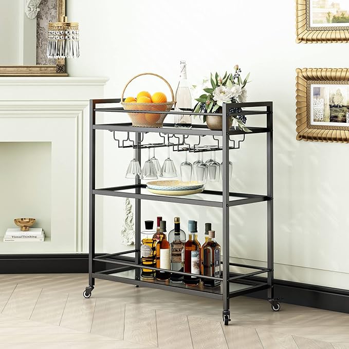 Glass Black Bar Carts for Home - Image 4
