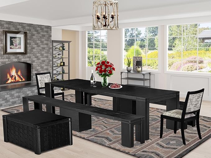 X02X2-2C6-30 4-pc Dining Room Table Set a Rectangular Kitchen Table and a by LuxebyEastWestFurniture