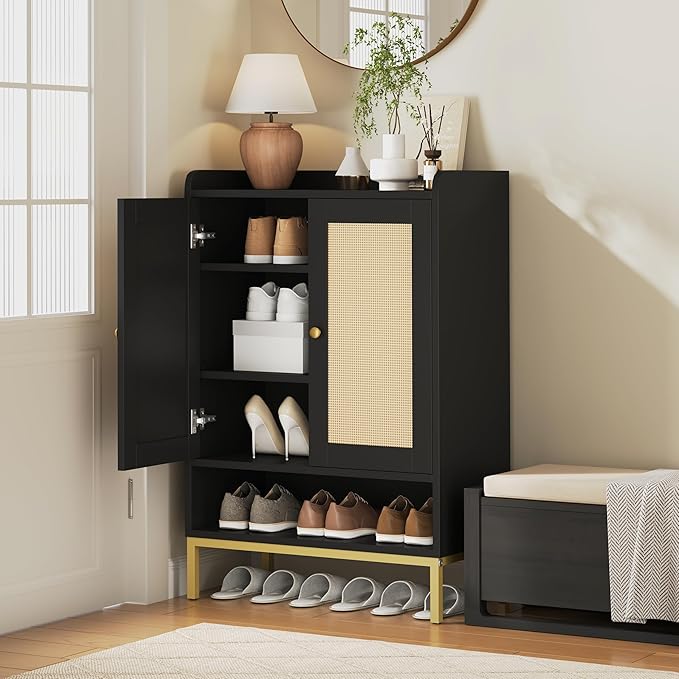 Rattan Shoe Cabinet Storage for Entryway, Shoe Cabinet by JASIWAY