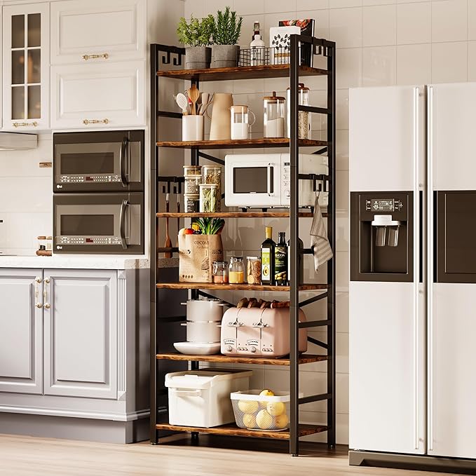 6 Tier Bookshelf, Industrial Bookcase - Image 5