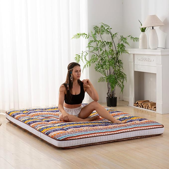 Dr.Futon Japanese Floor Futon Mattress Extra Thick Folding Roll Up Bed Topper - Image 4