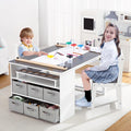 4 In 1 Kids Art Table and Chair Set, Toddler Craft Large Storage Desk by Garvee