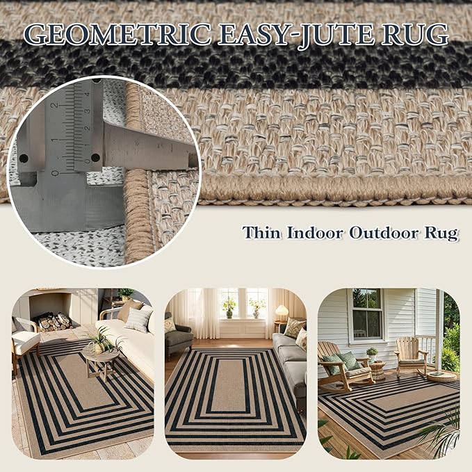 Lahome Modern Geometric Easy Jute Dining Room Rug, 5x7 Modern Rugs - Image 4