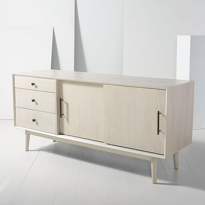 SAFAVIEH Couture Collection Tomas Mid-Century White Washed 3-Drawer Sliding by SAFAVIEH