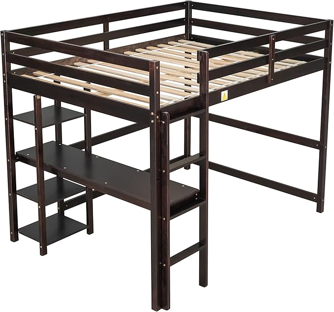 HomSof Full Loft Bed with Desk and Shelves - Image 13