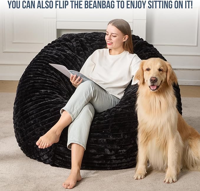 Hobestluk 5ft Bean Bag Chairs for Adults Large Beanbag Chair - Image 3