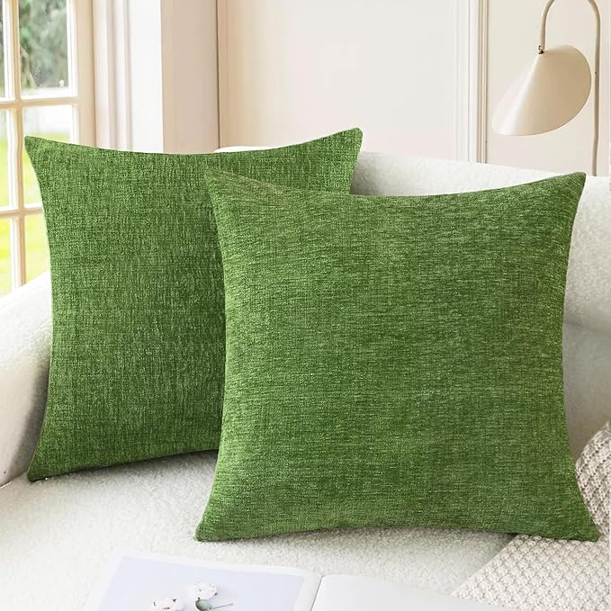 CaliTime Throw Pillow Covers Decorative 22 X 22 Inches Pack of 2 Cozy Chenille by CaliTime
