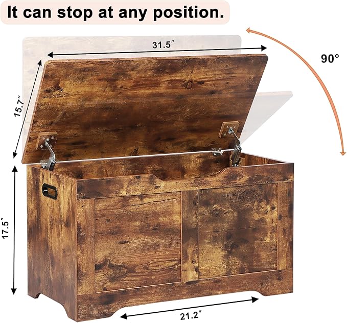31.5" Storage Chest, Wooden Storage Bench, Lift Top Toy Chest - Image 3