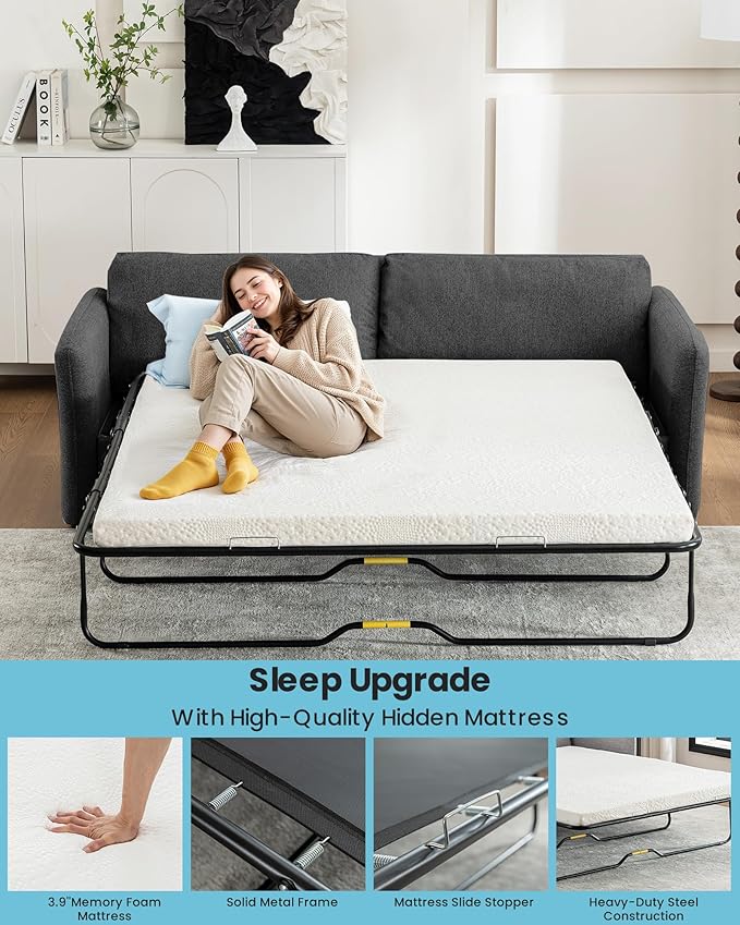 Queen Size Pull Out Sofa Bed, Convertible Sleeper Sofa Couch - Image 3