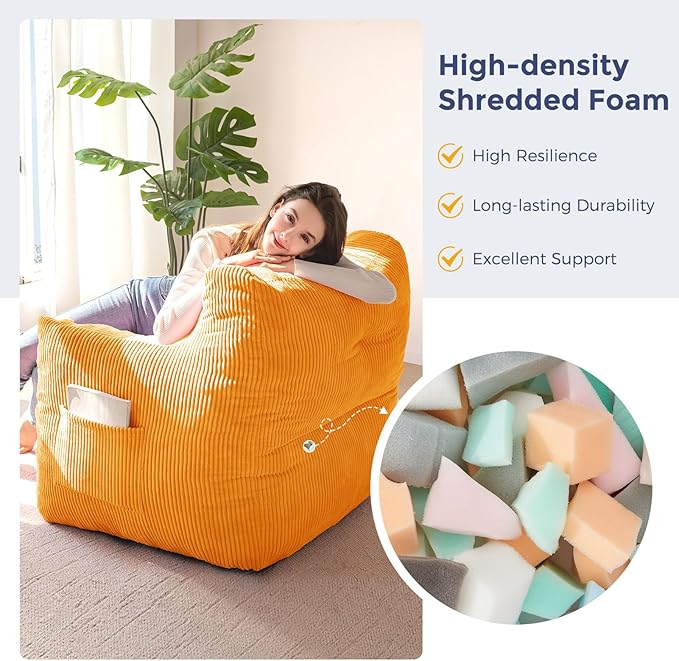 MAXYOYO Bean Bag Chair, Tufted Bean Bag Couch Lazy Chair, Living Room Sofa Couch - Image 5