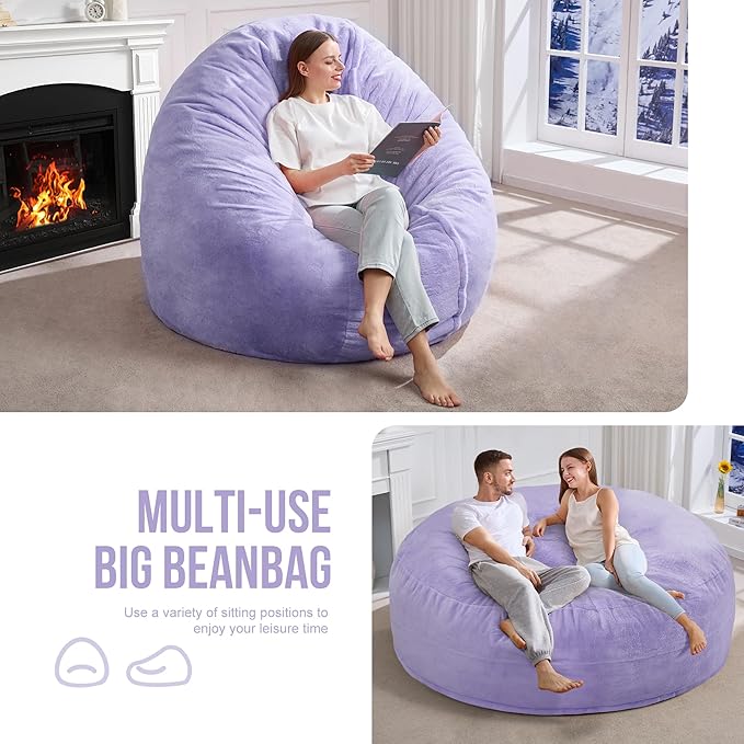 Hobestluk 6ft Bean Bag Chairs for Adults Large Beanbag Chair - Image 5