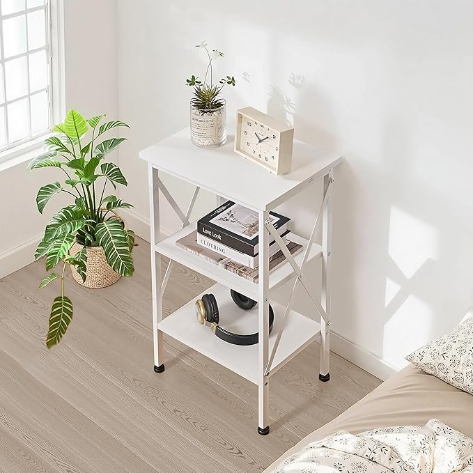 VECELO End Table Set of 2, Bedside Table, X-Design Reinforced Nightstands - Image 6