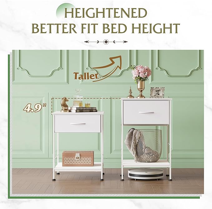 WLIVE White Nightstand, Night Stand - Image 7