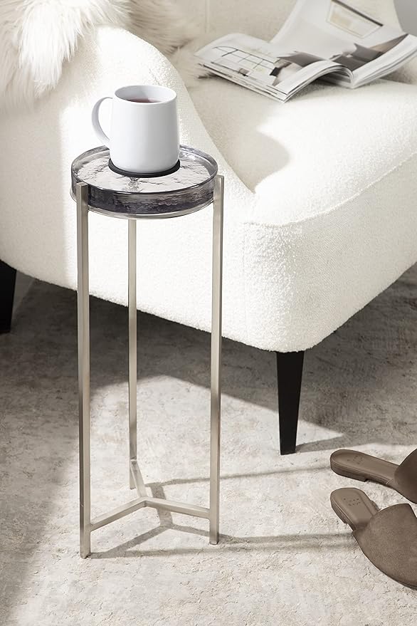 Kate and Laurel Aguilar Modern Drink Table, Detailed Glass Accent Table - Image 2