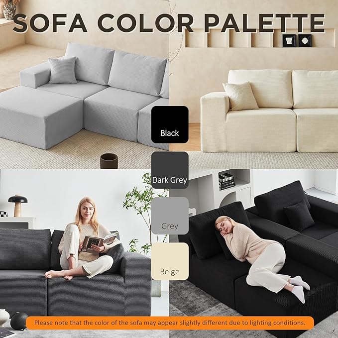 INGEROOM 108" Cloud Sectional Couch, Modular Sectional Sofa - Image 9