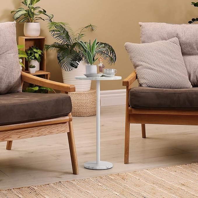 Round End Table with Marble Base Drink Tables - Image 8