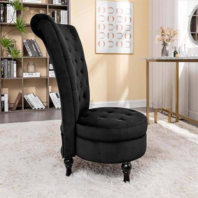Container Furniture Direct Royal High-Back Velvet Accent Chair - Image 5