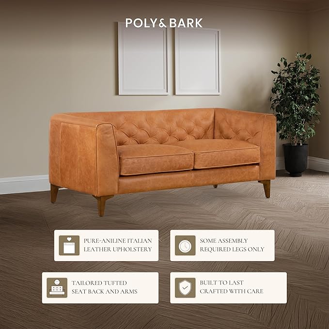 POLY & BARK 74” Essex Apartment Leather Couch - Image 5