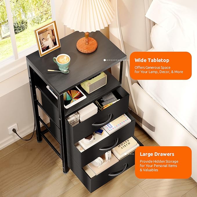 NightStand Bedside Charging Table Bedroom - Image 5