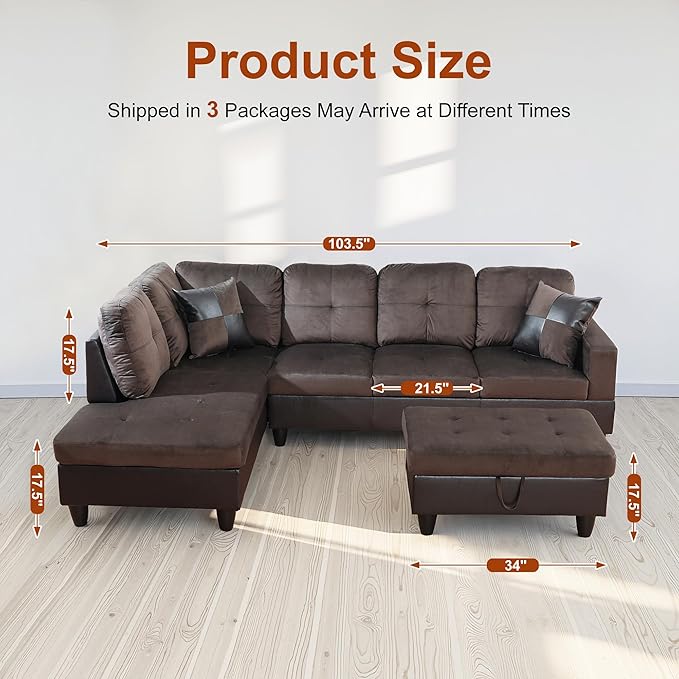 Osparple L Shaped Couch Sectional Couches - Image 2