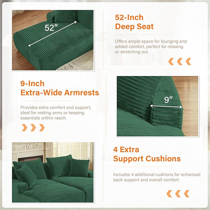 ERYE 79" Oversized Double Chaise Lounge Indoor Sleeper Recliner Sofabed - Image 7