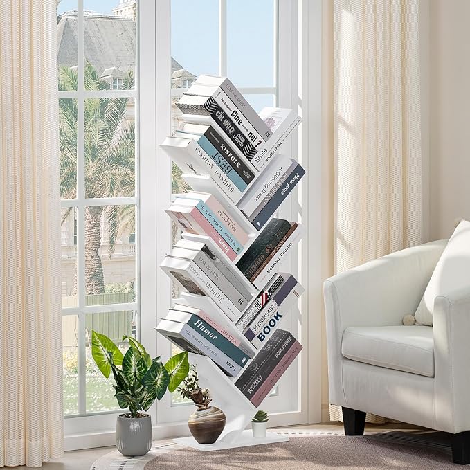 10 Tier Tree Book Shelf, Floor Standing Wood Bookshelf - Image 8