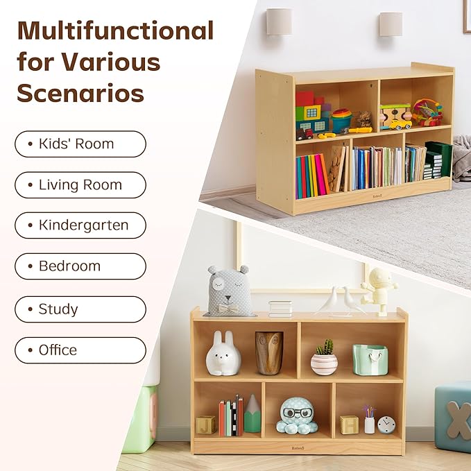 Toy Storage Organizer for Kids Room, Wooden Kids Bookshelf for Classroom - Image 7