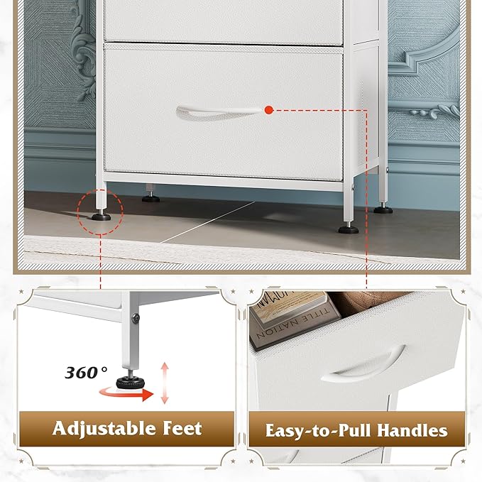WLIVE Dresser with 4 Drawers, Storage Tower, Organizer Unit, Fabric Dresser - Image 6