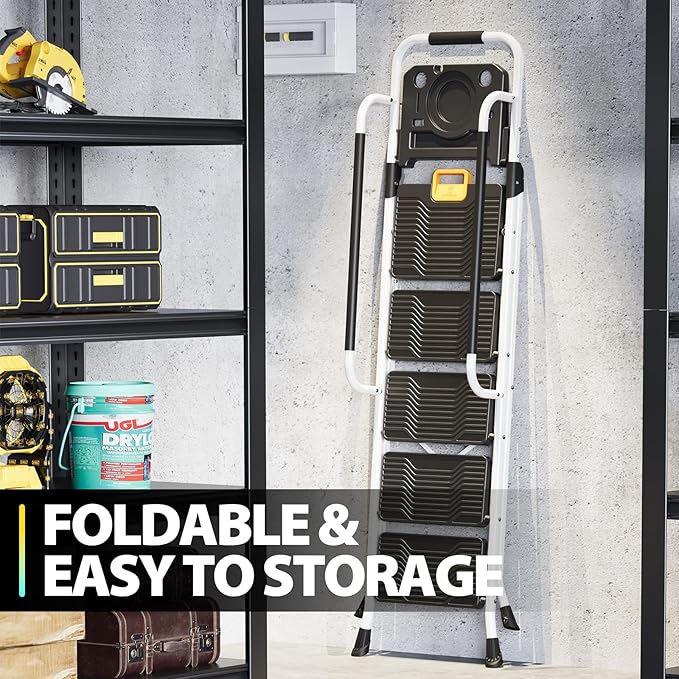 KINGRACK Folding 5-Step Ladder, 800 lbs Capacity Step Stool - Image 9