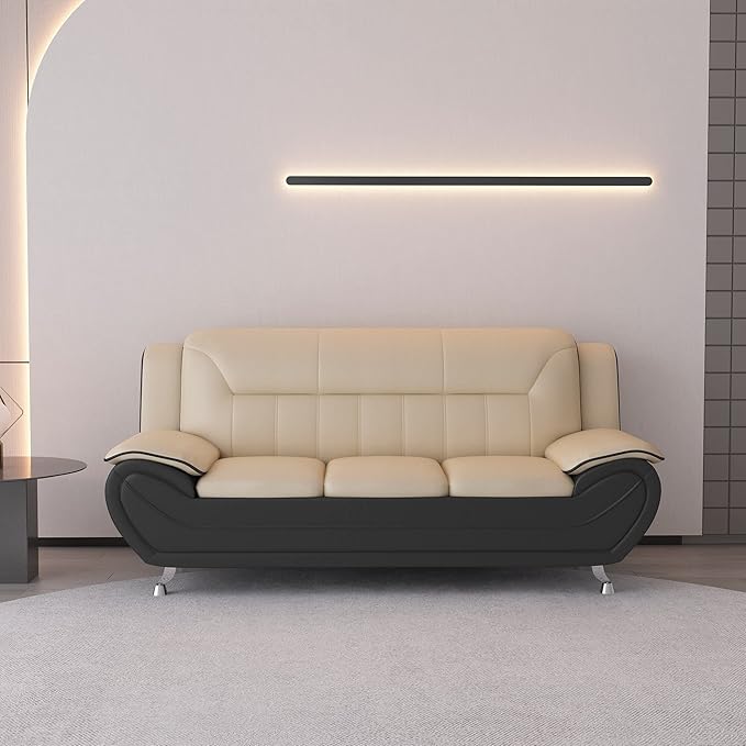 Container Furniture Direct Michael Modern Faux Leather Upholstered Stainless - Image 14