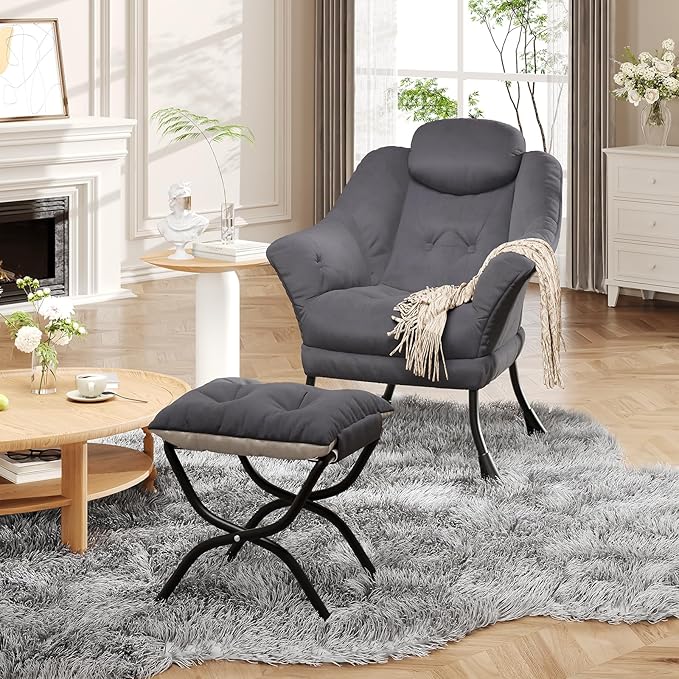 IDEALHOUSE Lazy Chair with Ottoman - Image 5