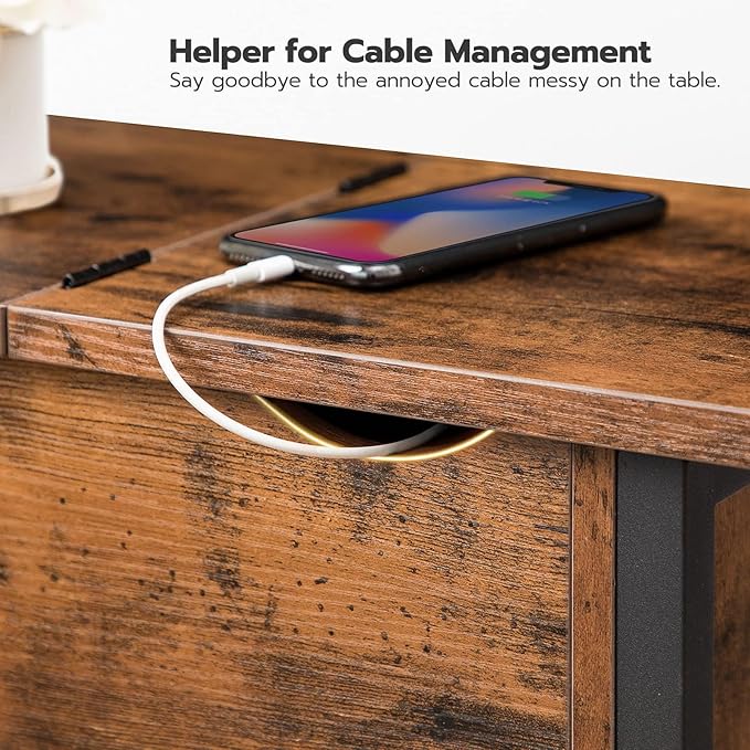 HOOBRO End Table with Charging Station, Narrow Side Table, Flip Top Nightstand - Image 9