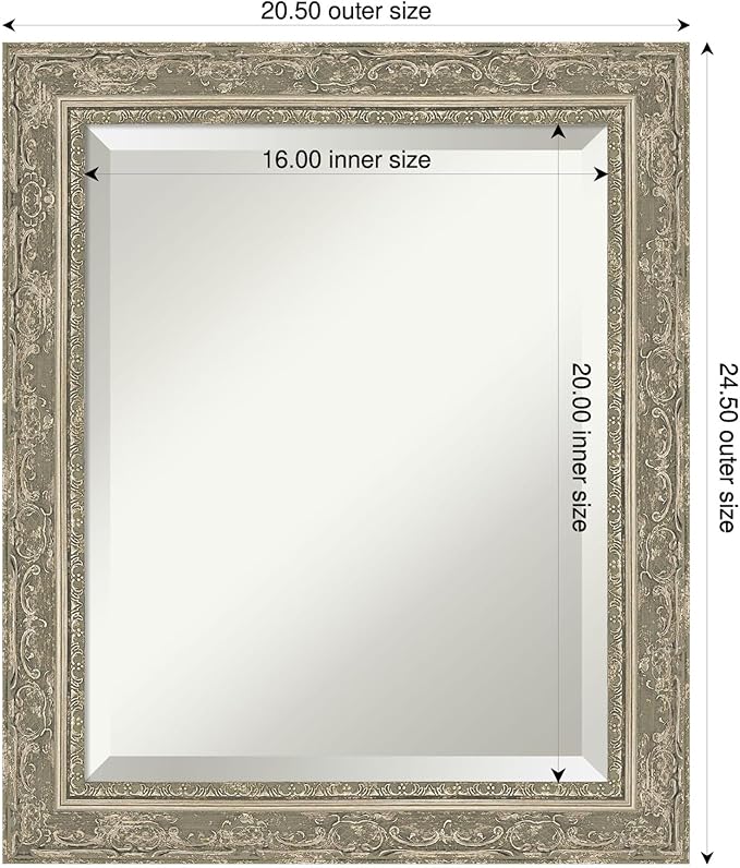 Amanti Art Bathroom Mirror for Over Sink, 25x21 Filigree Silver Rectangle - Image 3