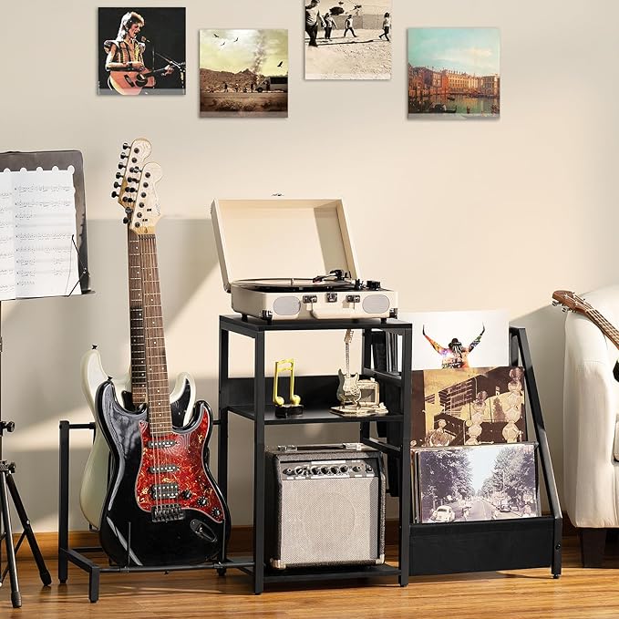 LELELINKY Record Player Stand, Electric Guitar, Turntable Stand - Image 2