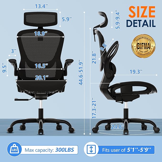 GABRYLLY Ergonomic Mesh Office Chair, Adjustable Home Desk Chair - Image 2