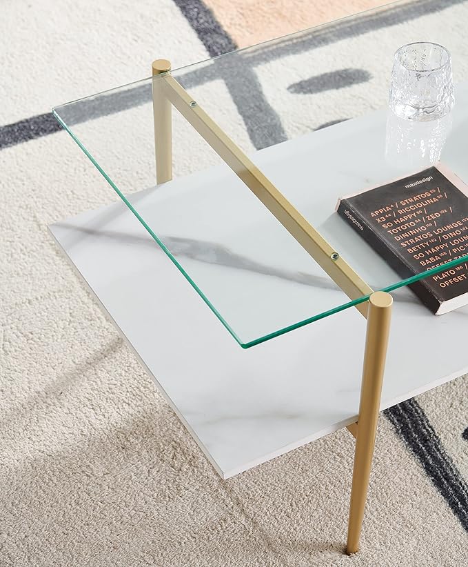 AGV LIGHTING Tadio Glass Coffee Table, Mid-Century Modern Coffee Table - Image 7