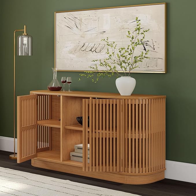 Plank+Beam Contour Wood TV Stand, Two Door Solid Wood Entertainment Console - Image 6