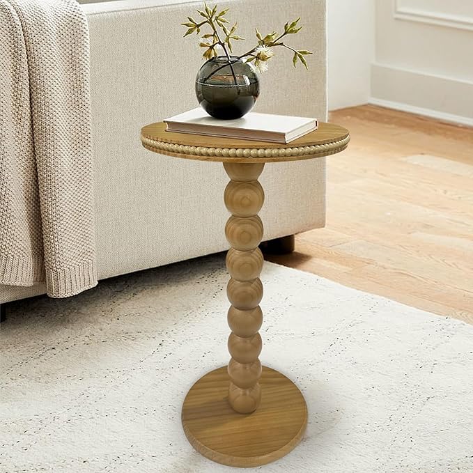 JUIOETURBoho Beaded Round Side Table - Image 5