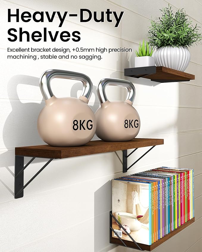 BAYKA Floating Shelves for Wall, Book Shelf for Bedroom, Wall Decor Shelves for - Image 5