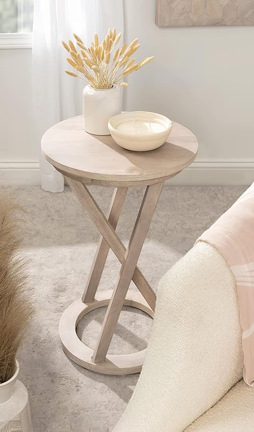 Kate and Laurel Aja Modern Round Side Table, Decorative Modern Geometric Wood - Image 2